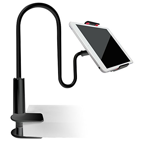 AFUNTA Soporte perezoso de cuello de cisne para iPhone, GPS, Samsung, LG, Blackberry, rotación de 360 grados, brazo flexible de 27,5 pulgadas Negro