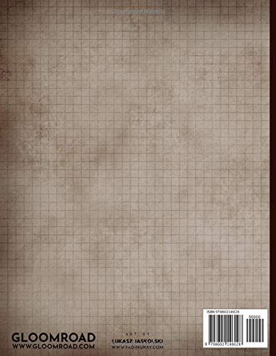 Aged Paper RPG Journal 120 pages of 1/4 inch Grid Graph Paper: Large Notebook with Stained Grunge Pages | for Dungeons Plans, Maps, Notes and Drawing | 60 Cream Paper Sheets |
