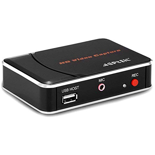 AGPTEK HD Capturadora Vídeo Audio HDMI 1080P Capturadora Grabadora Vídeo Grabación de Voz para WiiU/Xbox 360 /Xbox One/PS4 - Compatible con USB2.0 Formato FAT32 hasta 1080p/30fps Juego,Transmisión