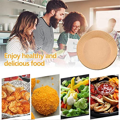 AGWW Air Fryer Disposable Paper, Liner Wood Pulp Steamer Round Paper, Natural Non-Stick Disposable Air Fryer Parchment Paper Suitable For Air Fryer, Microwave, Oven, Steamer, Cooker. (1pc)