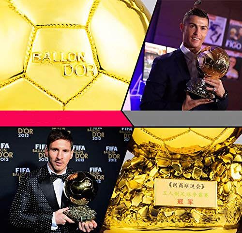 Aida Bz Estatuas Trofeo de Oro, Copia del Trofeo de la Copa de Europa, balón de fútbol en Oro Resina, Personalizada para Imprimir Gratis,12 * 12 * 15cm