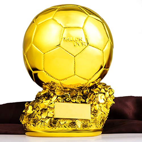 Aida Bz Estatuas Trofeo de Oro, Copia del Trofeo de la Copa de Europa, balón de fútbol en Oro Resina, Personalizada para Imprimir Gratis,12 * 12 * 15cm