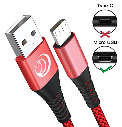 Aioneus Cable Micro USB, 2 Pack[2M+2M] 5V/3A Carga Rápida Cable Android Nylon Movil Cables Cargador Compatible con Samsung Galaxy S7 S6 J5 J7 J5 J3 Tablet Huawei Sony HTC Motorola Nexus LG PS4 Kindle