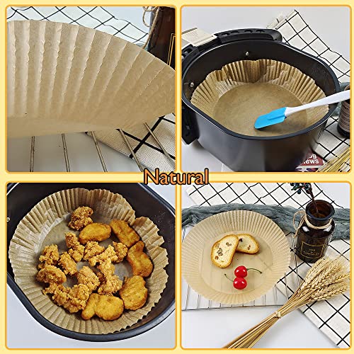 Air Fryer Disposable Paper Liner, Air Fryer Parchment Paper Liners Non-Stick Disposable Liners, Basket Unperforated Round Parchment Paper, for Oven Cooking Baking Paper (Natural,20cm 100pcs)