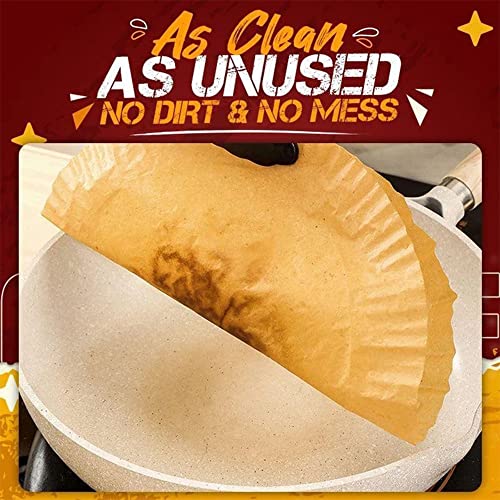 Air Fryer Disposable Paper Liner, Air Fryer Parchment Paper Liners Non-Stick Disposable Liners, Basket Unperforated Round Parchment Paper, for Oven Cooking Baking Paper (Natural,20cm 100pcs)