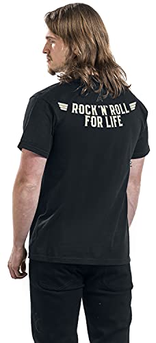 Airbourne Red Logo Mono Scorch Hombre Camiseta Negro XXL, 100% algodón, Regular