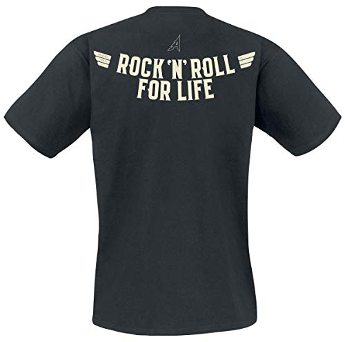 Airbourne Red Logo Mono Scorch Hombre Camiseta Negro XXL, 100% algodón, Regular