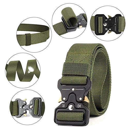 AivaToba Cinturón Táctico para Hombres, Cinturones de Lona de Nailon de Estilo Militar con Hebilla de Metal de Liberación Rápida para el Ejército de Entrenamiento de Caza