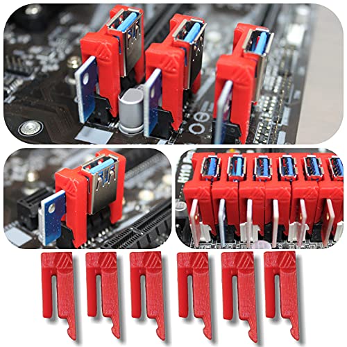 Aiyas3D [6 Unidades] PCI Riser Lock Clip - Asegurar Extensor 1x PCI mineria Ethereum, Bitcoin, Ravencoin a la Placa Base/Evita desconexiones! / Mining Rig AMD RX 570, 580, 470, RTX 3060ti, 3080, 3070