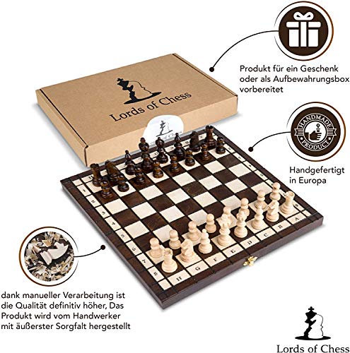 Ajedrez de Madera Tablero - Juego de Ajedrez para Niños y Adulto Profesional Piezas Grande Plegable y portátil para Viajar 42 x 42 cm