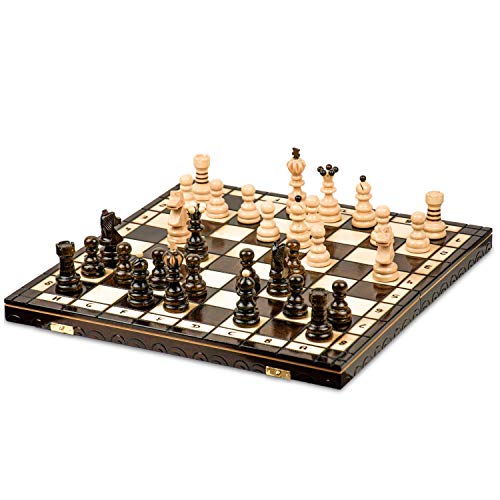 Ajedrez de Madera Tablero - Juego de Ajedrez para Niños y Adulto Profesional Piezas Grande Plegable y portátil para Viajar 42 x 42 cm