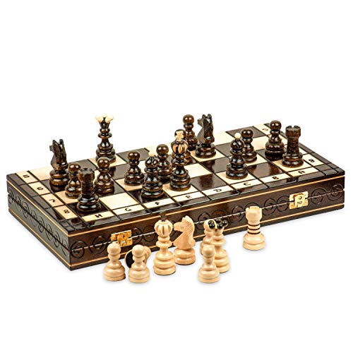 Ajedrez de Madera Tablero - Juego de Ajedrez para Niños y Adulto Profesional Piezas Grande Plegable y portátil para Viajar 42 x 42 cm