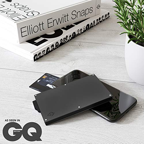 AKIELO Tarjetero de Hombre Bloqueo RFID con Clip para Billetes y Caja Regalo – Cartera Hombre Minimalista – Cartera Tarjetero de Hombre y Protector de Tarjetas Contactless (Colección Alpha)