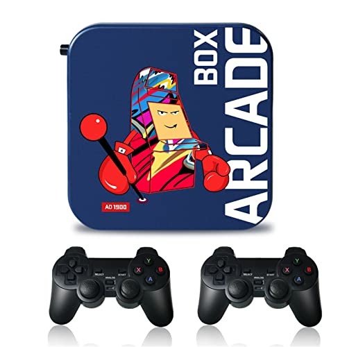 Akin Super Consola con Tarjeta TF de 64 GB Integrada 33000 Juegos 4K FHD TV Consola Videojuegos con 2 Controladores Máximo 4 Jugadores PS1/PSP/N64/DC/MD/NES/GBC Consola para Niños Adultos, 26 Idiomas