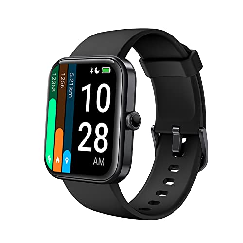AKWLOVY Smartwatch Hombres Mujer, Reloj Inteligente con Alexa Podómetro, 1.69" Monitor de Oxígeno de Sangre, Pulsómetro, Monitor de Sueño, IP68 Impermeable Pulsera Actividad para Android iOS (Black)