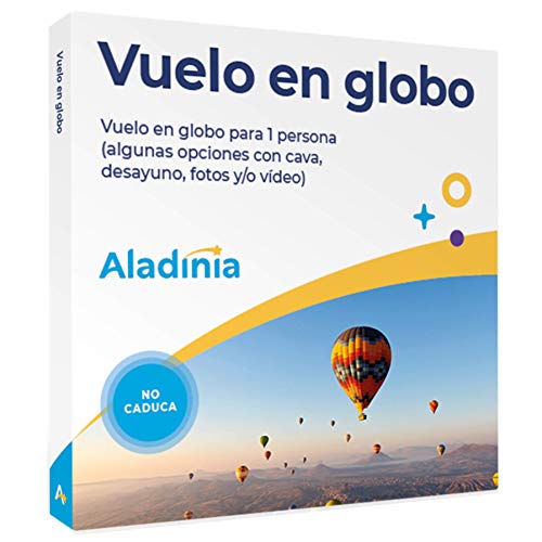 ALADINIA Vuelo en Globo. Pack de experiencias Originales para Regalar. Cofre Regalo de Vuelos en Globo Aerostático con más de 30 Zonas a Elegir en España. Sin Caducidad, Cambios Gratis e Ilimitados