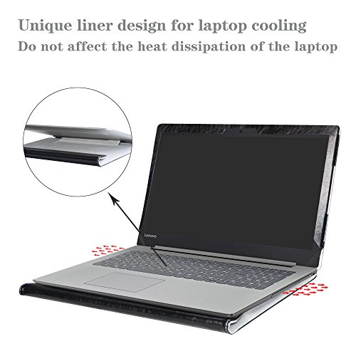 Alapmk Diseñado Especialmente La Funda Protectora de Cuero de PU para 15.6" Lenovo Ideapad 320 15 320-15ikb 320-15iap 320-15abr 320-15ast / Ideapad 520 15 520-15ikb Series Ordenador portátil,Negro