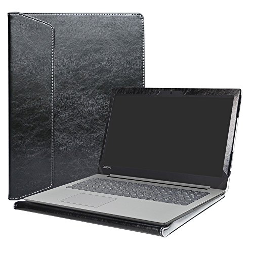 Alapmk Diseñado Especialmente La Funda Protectora de Cuero de PU para 15.6" Lenovo Ideapad 320 15 320-15ikb 320-15iap 320-15abr 320-15ast / Ideapad 520 15 520-15ikb Series Ordenador portátil,Negro