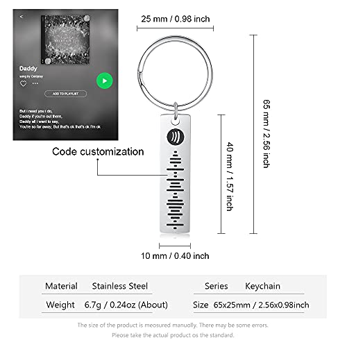ALBERTBAND Llavero para mujer llavero personalizado con código de Spotify de música escaneable llavero personalizado con tu canción de música (1 pcs-Silver)