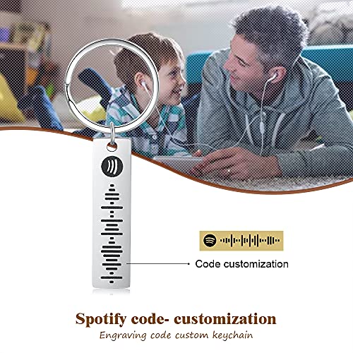 ALBERTBAND Llavero para mujer llavero personalizado con código de Spotify de música escaneable llavero personalizado con tu canción de música (1 pcs-Silver)