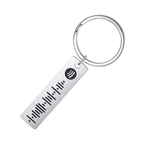 ALBERTBAND Llavero para mujer llavero personalizado con código de Spotify de música escaneable llavero personalizado con tu canción de música (1 pcs-Silver)