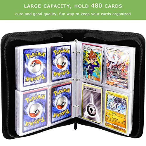 Álbum de 480 hojas de cartas, compatible con tarjetas de coleccionismo de Pokémon, funda organizadora para M.T.G, C.A.H, Yu-Gi-Oh/Baseball y más tarjetas de juego, color amarillo