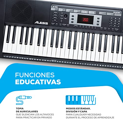 Alesis Melody 61 MKII – Teclado de piano eléctrico con 61 teclas, altavoces integrados, auriculares, micrófono, soporte para piano, atril y banqueta
