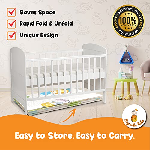 Alfombra Gateo Infantil Impermeable, Reversible y Plegable 160x180x1cm. Certificado CE. Esterilla Bebe Ideal para la habitación del niño o la niña. Gran Formato SUPERBE BEBE Regalo Bebe