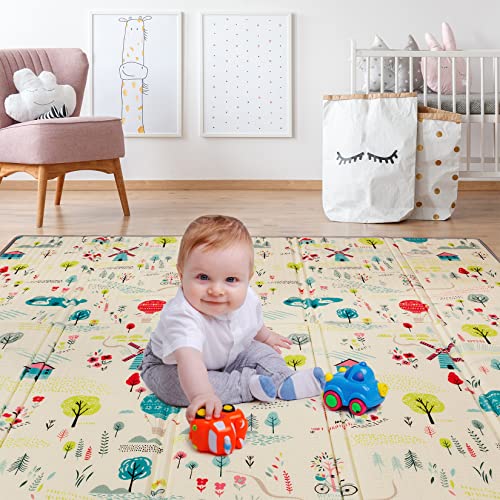 Alfombra Gateo Infantil Impermeable, Reversible y Plegable 180x200x1,5cm. Certificado CE. Esterilla Bebe Ideal para la habitación del niño o la niña. Gran formato Regalo Bebe SUPERBE BEBE