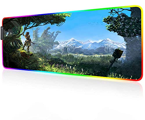 Alfombrillas de ratón Grande Horizon Zero Dawn RGB, Base De Goma Antideslizante, 14 Modos De Luces, Alfombrilla LED Juegos De Ordenador, 800X300X4Mm