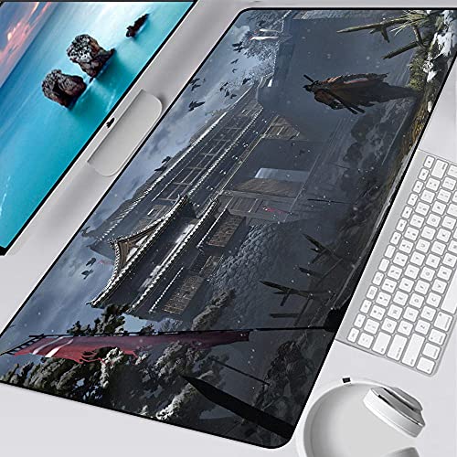 Alfombrillas de ratón para Juegos Sekiro Shadows Die Twice Grande con Borde Bloqueo Teclado para Jugadores Alfombrilla Escritorio para PC XXL para Ordenador Portátil 600x300x3mm