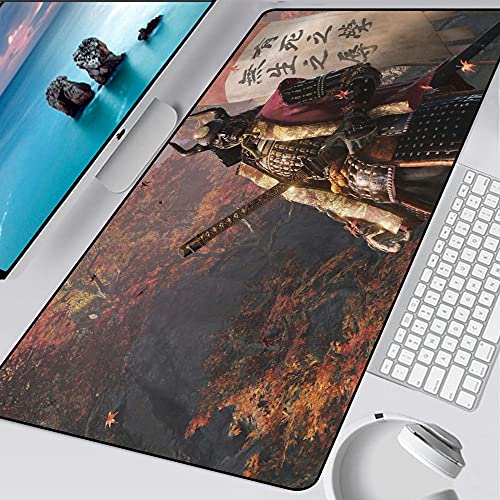 Alfombrillas de ratón para Juegos Sekiro Shadows Die Twice Large con Bordes Cosidos Teclado Jugador Alfombrilla Escritorio para PC XXL para Alfombrilla Portátil 900x400x3mm
