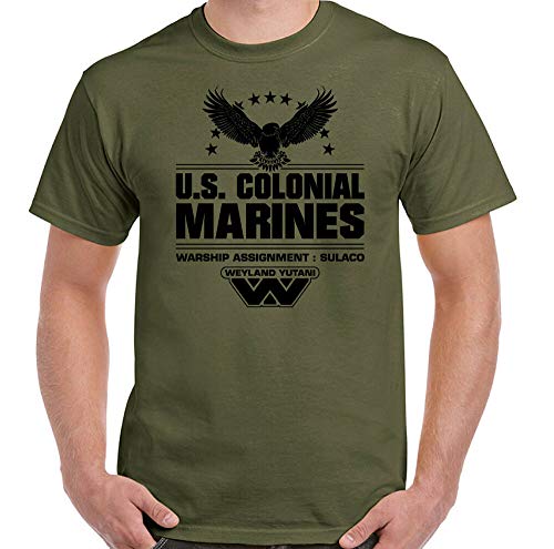 Alien T-Shirt US Colonial Marines Mens Prometheus Covenant Nostromo Weyland Top