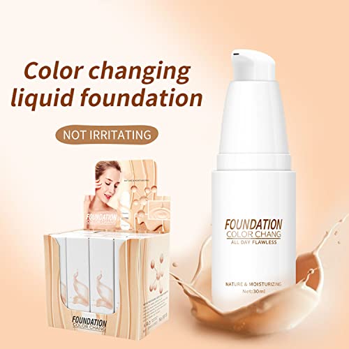 All Day Flawless Color Changing Foundation 30ml, Long-lasting Make-up, Oil Control Face Concealer Moisturizing Foundation (2PCS)