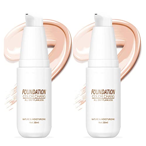 All Day Flawless Color Changing Foundation 30ml, Long-lasting Make-up, Oil Control Face Concealer Moisturizing Foundation (2PCS)