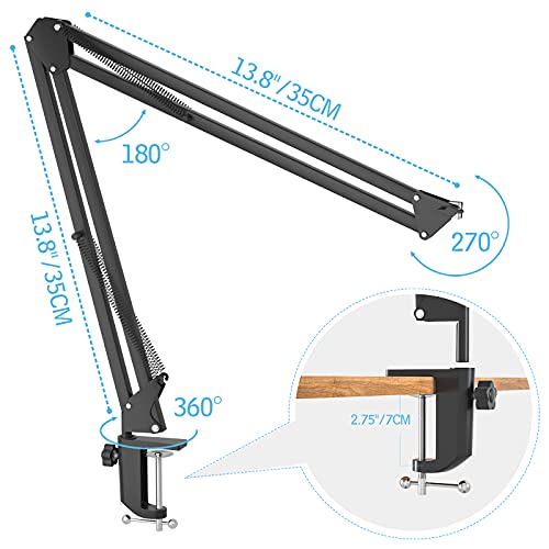 Allgetc micrófono de Condensador USB micro Cardioide Profesional microfono streaming micro pc para Grabar Música y Video Podcast, micrófono de Estudio con Montaje Anti-choque y Kit Abrazadera de Montaje