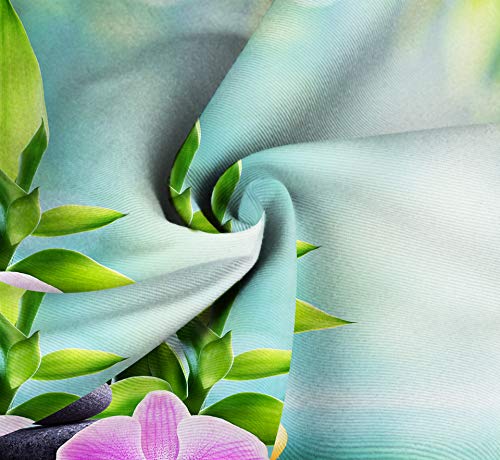 ALLMILL Bedding Juego de Funda de Edredón,Green Zen SPA Still Life Vela y Piedra con bambú en la Naturaleza en orquídea de Agua，Microfibra Funda de Nórdico y Fundas de Almohada - 140 x 200cm