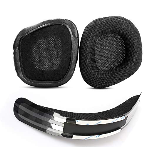 Almohadillas de repuesto para auriculares de diadema compatibles con Corsair Void Void Pro 7.1 espuma viscoelástica para reparación de almohadillas (espuma de tela+diadema)