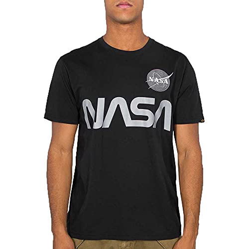 ALPHA INDUSTRIES NASA Reflective T Camiseta, Black, XS para Hombre