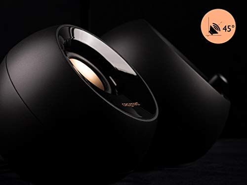 Altavoces de ordenador Creative Pebble Plus 2.1 potenciados por USB con Subwoofer con salida inferior y Controladores de largo alcance, potencia total de hasta 8 W RMS para ordenadores (Negro)