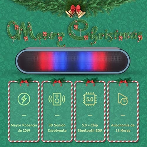 Altavoz Bluetooth Potente Portátil con luz LED 4+1 Altavoz inalámbrico Hi-Fi Estéreo Sonido Bluetooth 5.0 Construido en Micrófono Manos Libres/Modo AUX