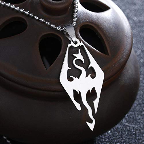 Alushisland Collar Europeo Y Americano The Elder Scroll Skyrim Pterosaurio Colgante De Acero Inoxidable con Cadena