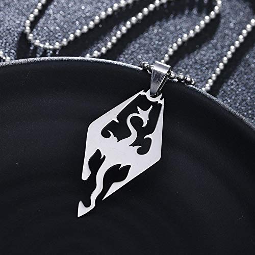 Alushisland Collar Europeo Y Americano The Elder Scroll Skyrim Pterosaurio Colgante De Acero Inoxidable con Cadena