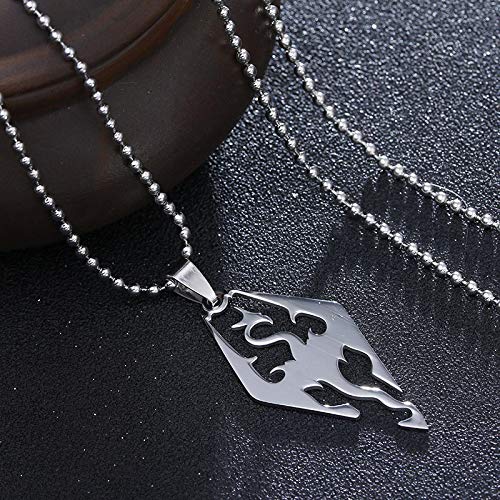 Alushisland Collar Europeo Y Americano The Elder Scroll Skyrim Pterosaurio Colgante De Acero Inoxidable con Cadena
