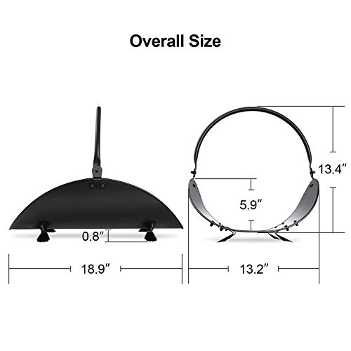 Amagabeli Soporte para leña para chimenea para interior para leña metal madera soportes para herramientas fundas para canasta de leña juegos de contenedores cubo de ceniza y bolsa de transporte
