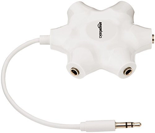 Amazon Basics - Divisor de 5 salidas para múltiples auriculares, Blanco