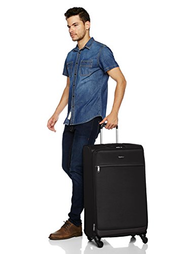 Amazon Basics - Maleta blanda con ruedas giratorias, 74 cm, Negro
