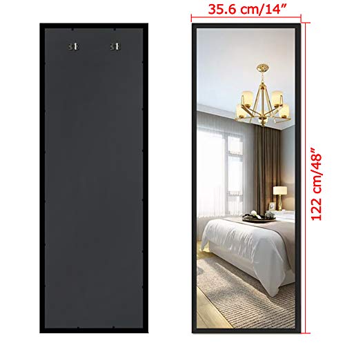 Amazon Brand - Eono Espejo de Cuerpo Entero de Pared, Espejo Largo y Grande de 35,6×122 cm, Apto para Baño, Dormitorio y Salon, Negro, Juego de 2