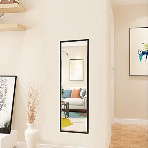 Amazon Brand - Eono Espejo de Cuerpo Entero de Pared, Espejo Largo y Grande de 35,6×122 cm, Apto para Baño, Dormitorio y Salon, Negro, Juego de 2