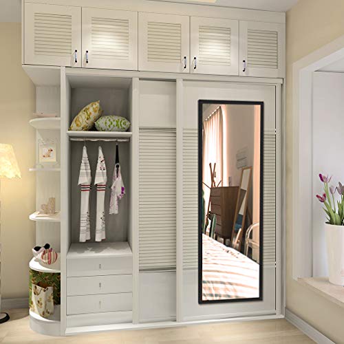 Amazon Brand - Eono Espejo de Cuerpo Entero de Pared, Espejo Largo y Grande de 35,6×122 cm, Apto para Baño, Dormitorio y Salon, Negro, Juego de 2